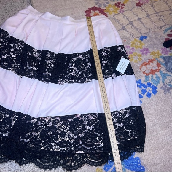 NWT Eloquii Pink Black Lace Overlay A-line Lined Tiered Skirt 20W - Picture 8 of 11